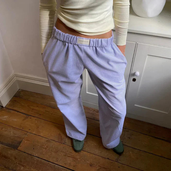 Pantalon Fluide Femme Beige Taille M Lin-2