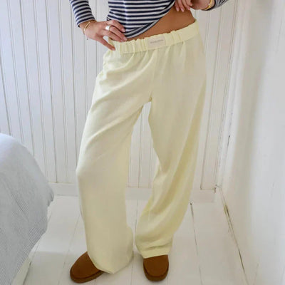 Pantalon Fluide Femme Beige Taille M Lin-3