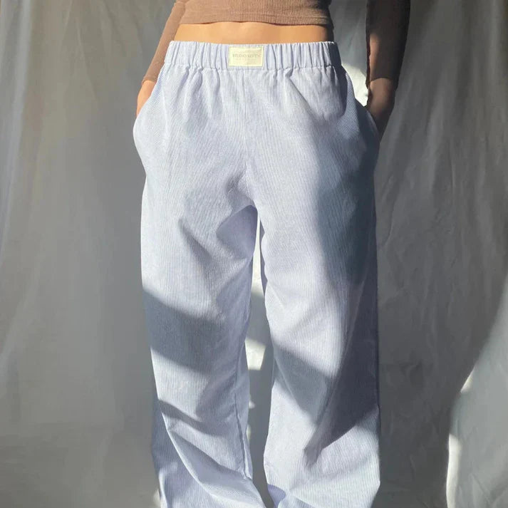 Pantalon Fluide Femme Beige Taille M Lin-4