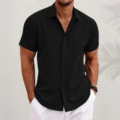 Variant image for Chemise Homme Boutonnée Bleu Taille M Coton Manches Courtes-37